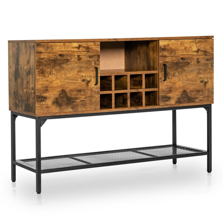 Industrial Kitchen Buffet Sideboard with Wine Rack and 2 Doors-Rustic BrownCostway Gallery View 1 of 11